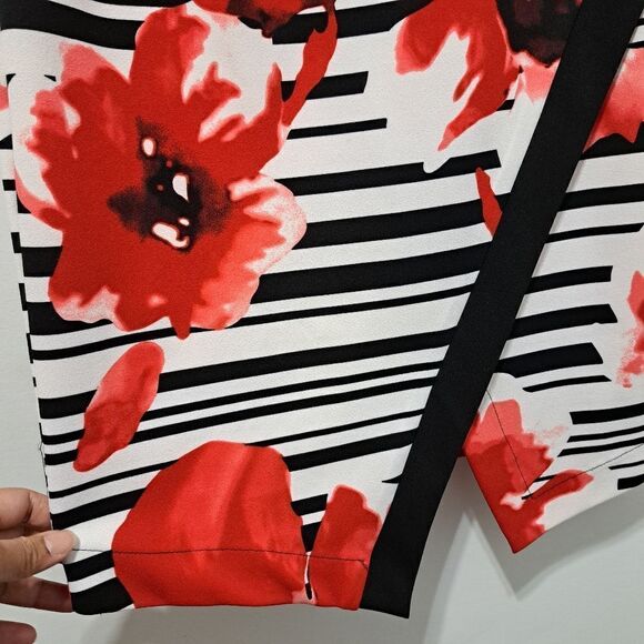 Scapa Lauren Perre Floral Print Elegant Chic Assymmetrical Hem Large Red NWT - Picture 11 of 15